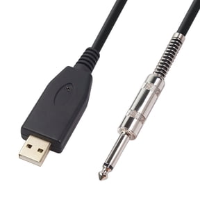 Visland USB Guitar Cable, USB Interface Male to 6.35mm Mono Male Electric Guitar Cable, Computer Audio Connector Cord Adapter for Laptops Music Instrument Recording Singing Etc
