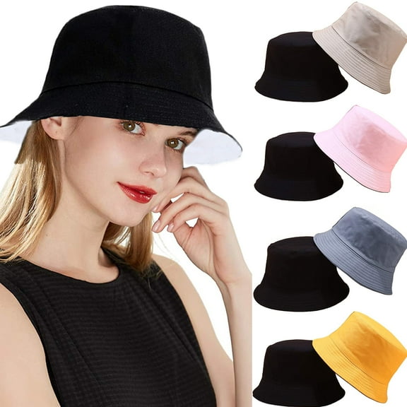 Visland Unisex Bucket Hat Simple Fisherman Cap UV Packable Reversible Sun Hat for Women Men
