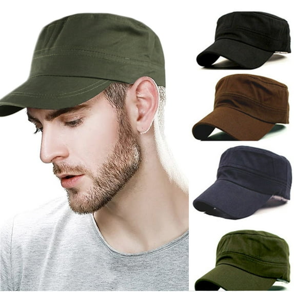 Visland Unisex Classic Military Hats , Adjustable Cotton Army Cap, Vintage Flat Top Outdoors Baseball Caps for Men and Women