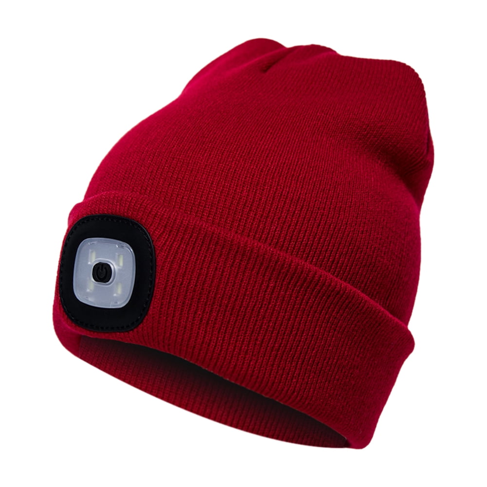 Visland Unisex LED Beanie Hat with Light, Rechargeable LED Headlamp for
