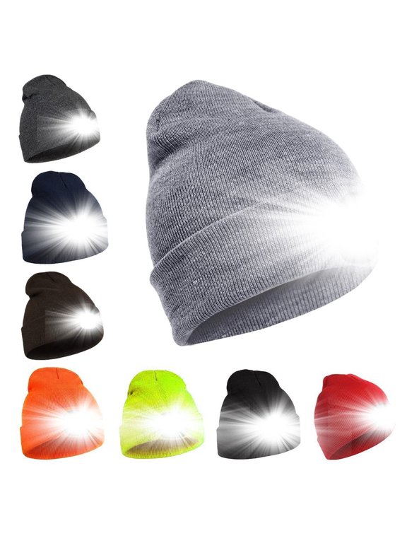 Unisex LED Beanie Hat with Light, Rechargeable LED Headlamp for Outdoor Activities, Knit Lighted Headlight Cap, Gifts for Men Dad Husband Women Mom Wife Teens Handyman Presents