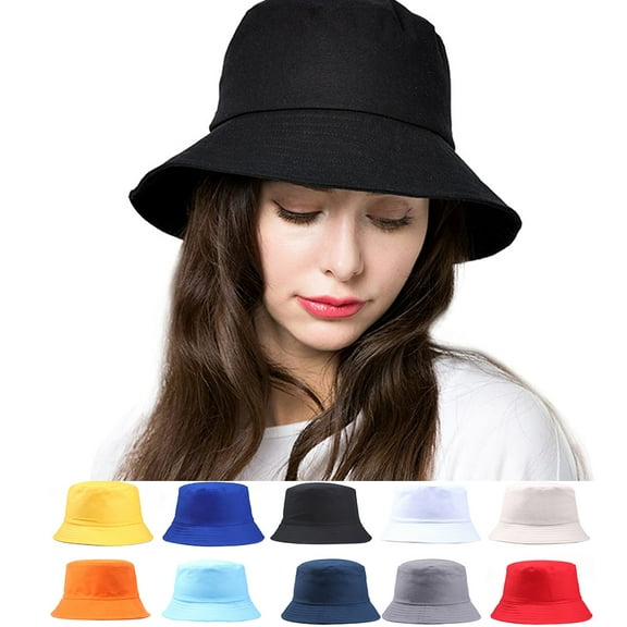 Visland Unisex Sun Hat Bucket Hat Solid Color Summer Outdoor Fisherman Sun Cap for Men Women