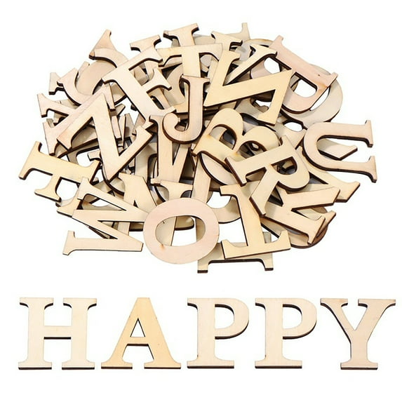 Visland Unpolished Wooden Ornament DIY Minimalist Decorative 26 Letters Alphabets Block Home Decor 