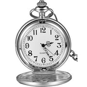 Visland Vintage Pocket Watch,Stainless Steel Quartz Pocket Watch 14 with Galaxy in Chain