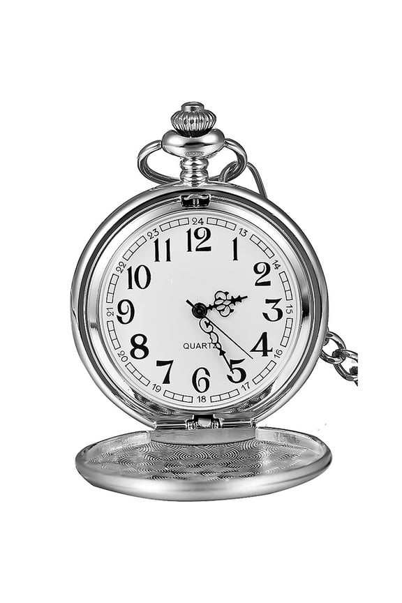 Vintage Pocket Watch,Stainless Steel Quartz Pocket Watch 14 with Galaxy in Chain