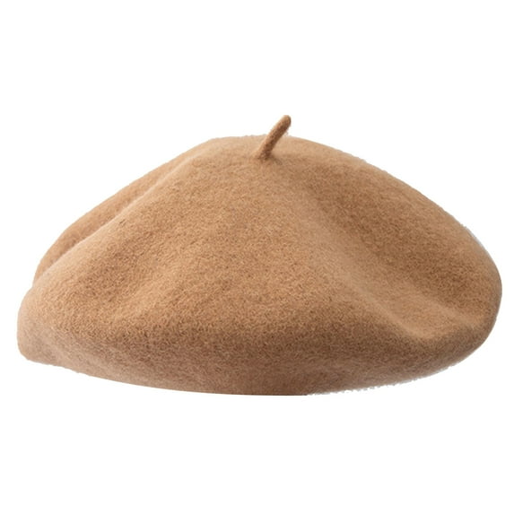 Visland Vintage Women Girl Autumn Winter Solid Color Warm Woolen Beret Hat Cap Gift