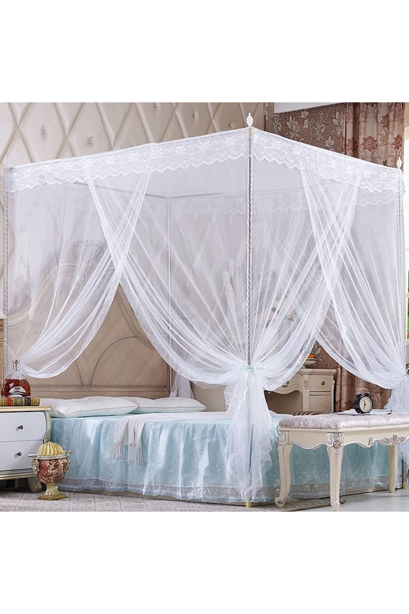 White Four-Poster Bed Canopy