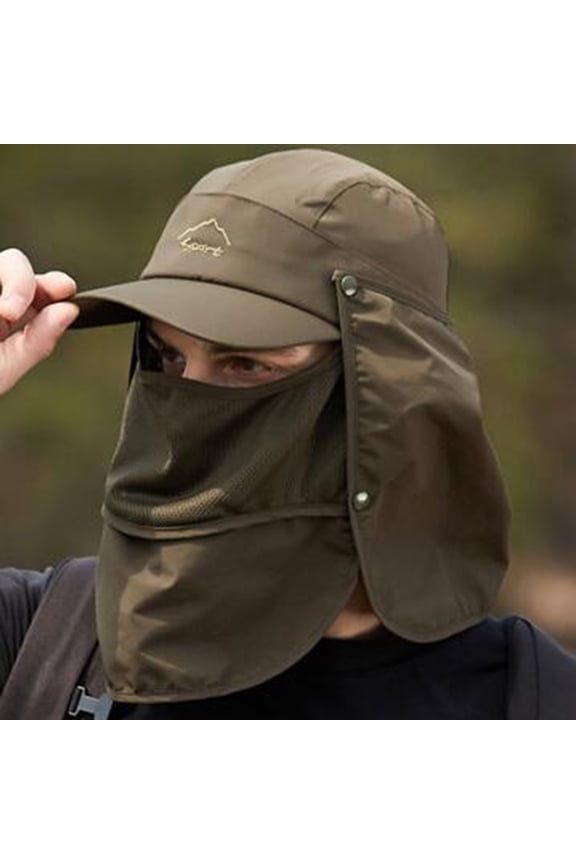 Wide Brim Fishing Hat Outdoor Sun Removable Face and Neck Flap Windproof Quick Dry