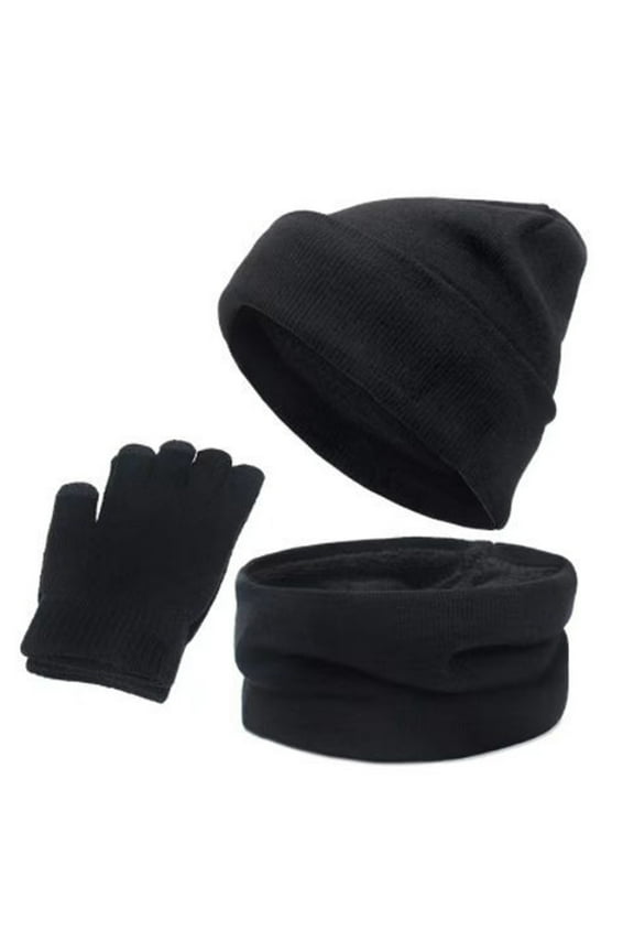 Winter Beanie Hat Scarf Touchscreen Gloves Set for Men and Women, Beanie Gloves Neck Warmer Set with Warm Knit Fleece Lined