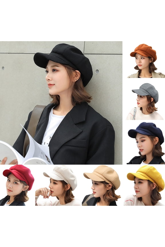 Women Beret Hat, Fashion British Style Casual Solid Color Soft Cozy Felt Winter Head Warm Wide Brim Newsboy Cap for Outdoor Daily Wear