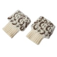 thumbnail image 1 of Visland Women Boots Socks, Fashion Casual Leopard Print Soft Cozy Fluffy Crochet Knitted Autumn Winter Short Leg Warmers Boot Cuffs Toppers Socks for Outdoor Daily Wear, 1 of 8