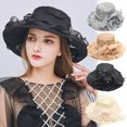 thumbnail image 1 of Visland Women Church Cap Wide Brim Summer Sun Hat for Party Wedding Tea Party, 1 of 5