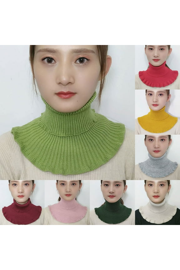 Women Fake collar Neck Gaiter, Soft Knitted Solid Color Winter Neck Windproof Warm Turtleneck Scarf for Winter Fishing Hiking Running Motorcycling