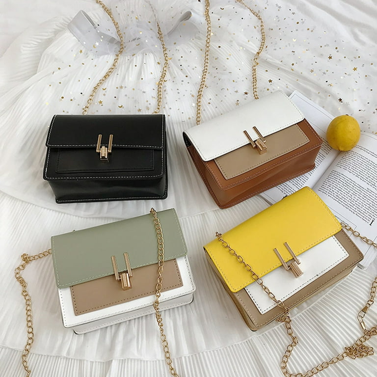 Visland Women Fashion Lattice Clutch Flip Cover Square Small Crossbody Shoulder Bag with Chain Strap Leather