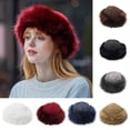 thumbnail image 1 of Visland Women Faux Fur Hat, Fashion Casual Solid Color Soft Cozy Thicken Fluffy Plush Winter Head Warm Windproof Cossack Russion Style Cap for Banquet Party and Daily Wear, 1 of 8