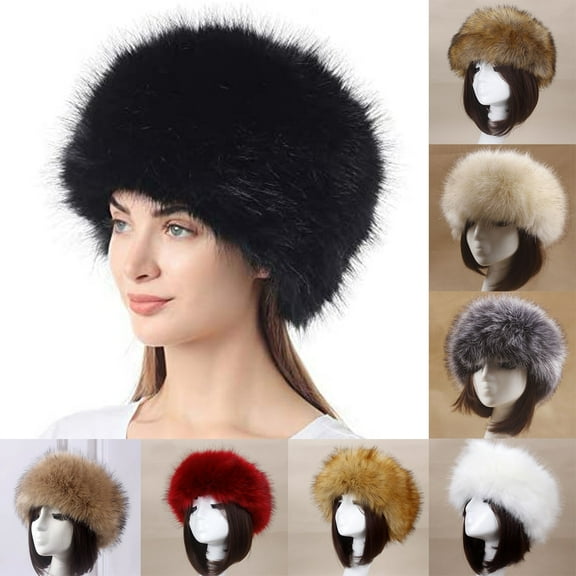 Visland Women Faux Fur Hat, Thickened Cold-proof Warm Plush Cap for Winter Outdoor 1PC