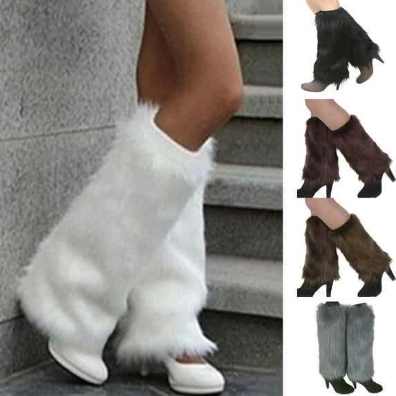 Visland Women Fur Leg Warmer, Fashion Sexy Solid Color Soft Faux Fur Furry Plush Winter Leg Warmer Boot Cuffs Cover