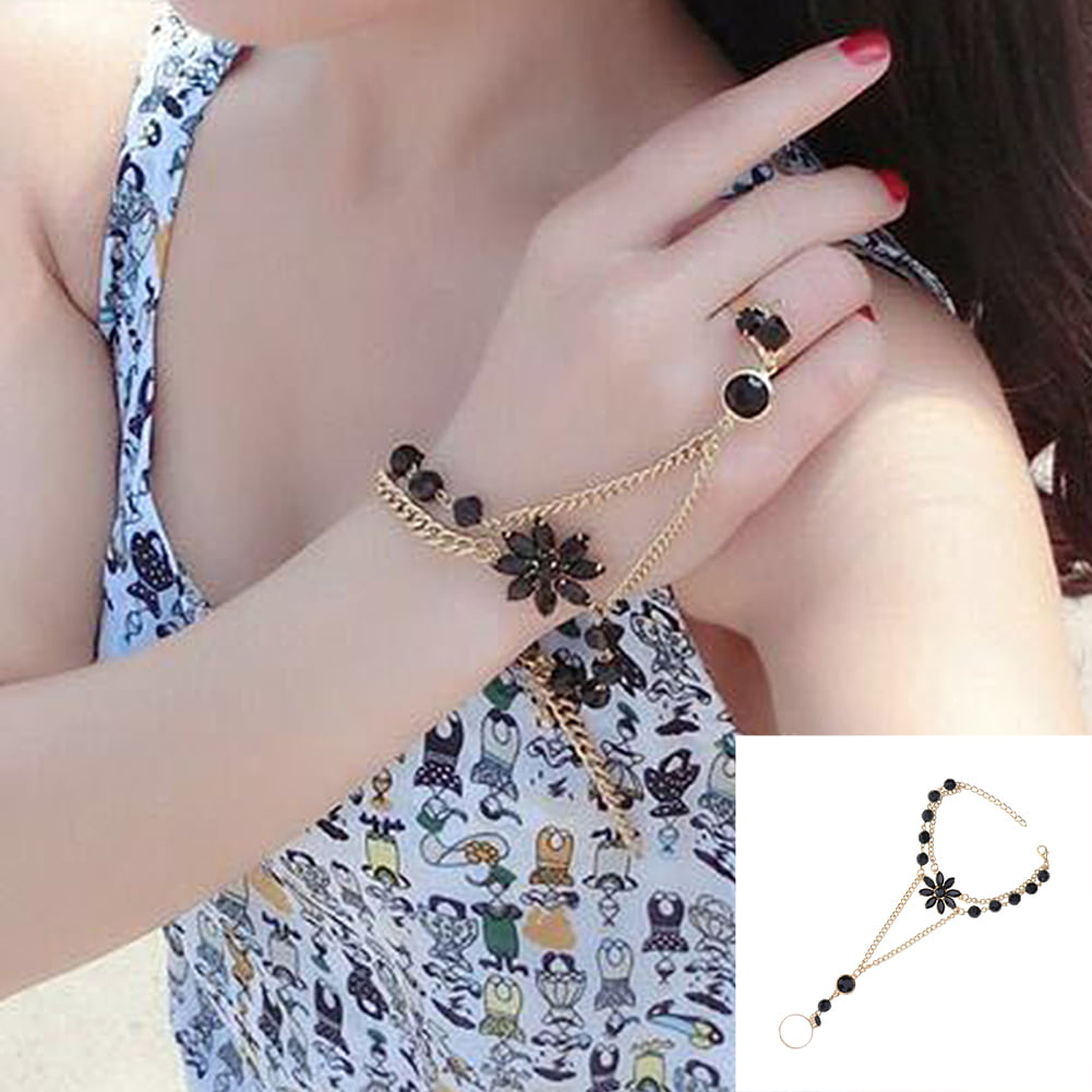 Obmyec Boho Finger Ring Bracelets Turquoise Hand India | Ubuy