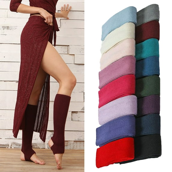Visland Women Girls Leg Warmers, Casual Solid Color Soft Skin-friendly Stretchy Knitted Winter Footless Long Socks for Daily Wear Yoga