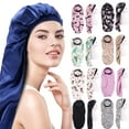 thumbnail image 1 of Visland Women Large Satin Sleep Bonnet Cap , Elastic Wide Band Satin Bonnet Sleeping Night Cap & Hat for Natural Curly Hair, Long Braids, 1 of 6