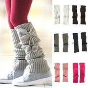 Visland Women Leg Warmer, Fashion Cute Solid Color Bowknot Plush Ball Soft Knitted Winter Leg Warm Thigh High Long Boot Socks