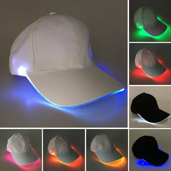 Visland Women Men LED Baseball Hat, Fashion Solid Color Breathable Cotton Luminous Quick and Slow Flashing Peaked Cap Sports Hat Costume Accessory for Christmas Halloween Party Club
