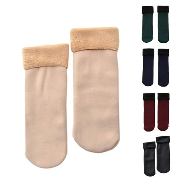 Visland Women Middle Tube Socks, Fashion Elastic Solid Color Plush Winter Thickening Feet Thermal Warm Socks for Casual