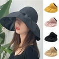 thumbnail image 1 of Visland Women Sun Hat Anti-UV Velcro Adjustable Solid Color Breathable Sunscreen Beach Hat for Summer, 1 of 5