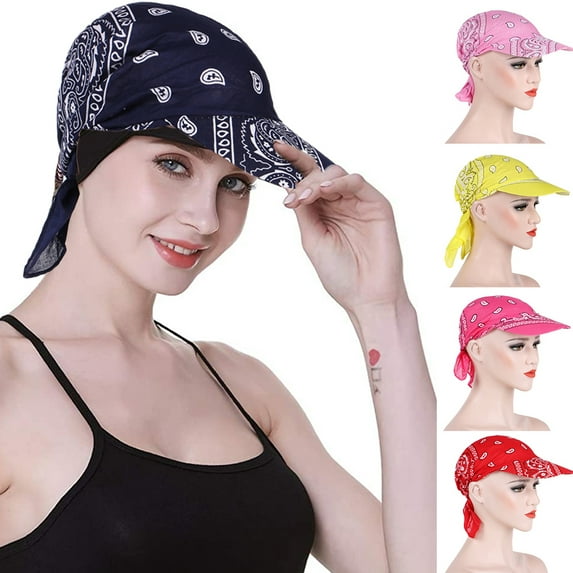 Visland Women Sun Hat with Brim Cool Head Wrap Tied Headwear UV Sun Visor Cap Cloth Kerchief Headscarf Hat