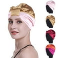 thumbnail image 1 of Visland Women Turban Cap, Fashiion Elastic Stretch Double Layer Satin Hair Care Hat Beanie Headscarf Head Cover Headwrap for Bathing Sleeping Makeup, 1 of 7