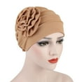 thumbnail image 1 of Visland Women Turban Flower Caps Vintage Beanie Headscarf Elastic Headwrap Hat，Khaki, 1 of 3