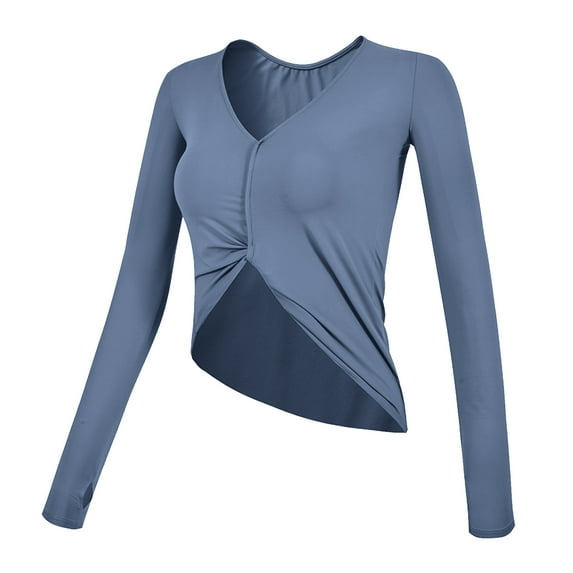 Visland Women Workout Yoga Tops , Crop Top Padded Compression Long Sleeve Fitness Athletic Yoga Sports Shirt