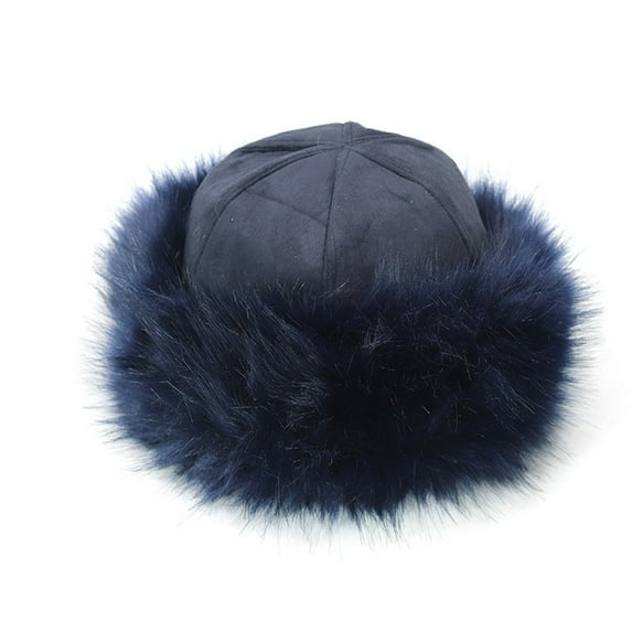 Visland Womens Faux Fur Hat for Winter, Classy Russian Style Suede Fluffy Warm Cap