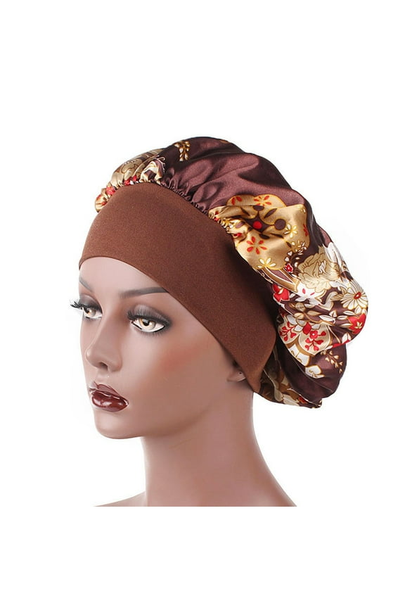 Womens Sleep Night Cap Wide Band Polyester Bonnet for Hair Beauty, Hair Care Cap, Chemo Beanie, Curly Springy Hair