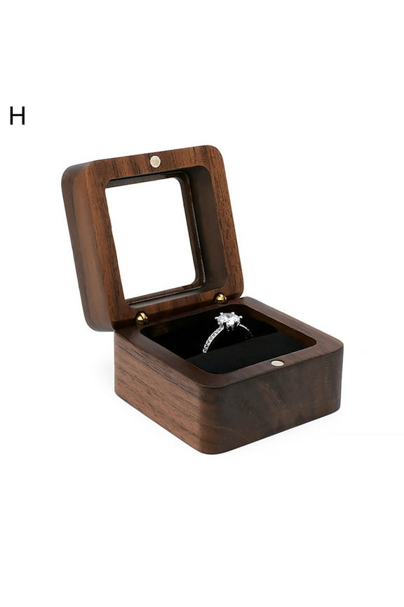 Wood Single Ring Box - Walnut Storage - Wooden Box for Engagement Rings, Promise Rings & Wedding Bands - Proposal Ring Box - Rustic Jewelry Box for Mr and Mrs