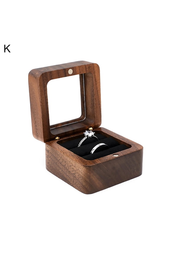 Wood Single Ring Box - Walnut Storage - Wooden Box for Engagement Rings, Promise Rings & Wedding Bands - Proposal Ring Box - Rustic Jewelry Box for Mr and Mrs
