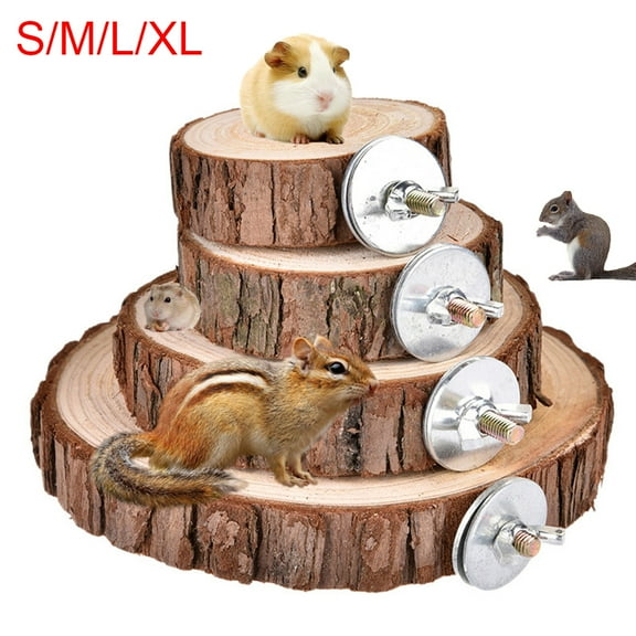 Visland Wooden Perch Round Toy For Syrian Hamster Gerbil Rat Chinchillas Guinea Pig Squirrel Totoro Small Animal Platform Jumping Toy Parrot Parakeet Cage Toy