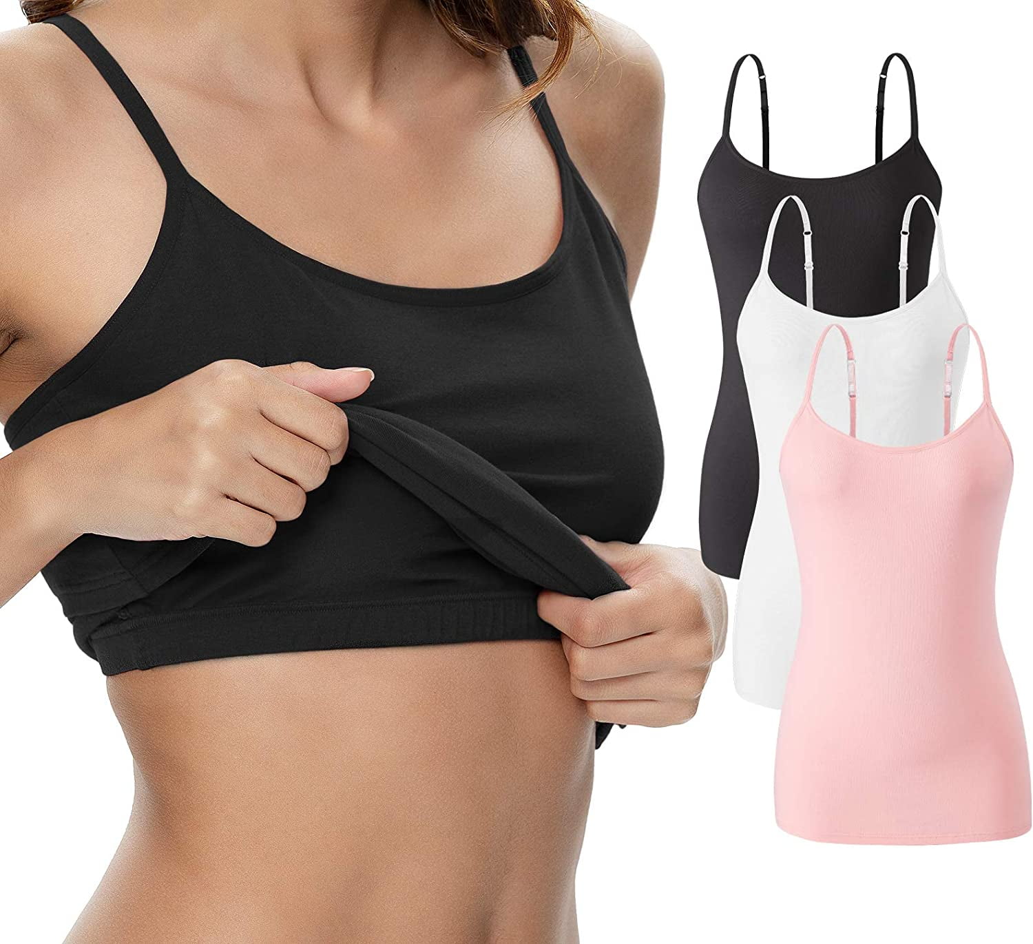 Vislivin Womens Cotton Camisole Adjustable Strap Tank Tops with Shelf Bra  Stretch Undershirts 