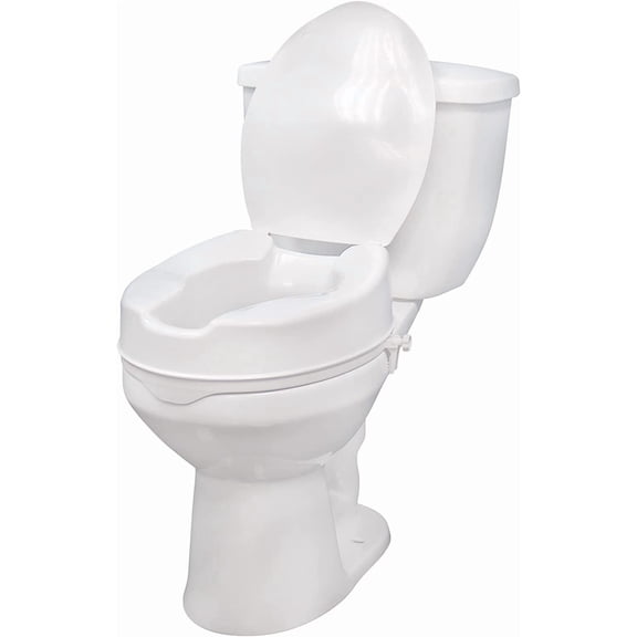 Vislone 2 Inches Extender Booster Elevated Raised Toilet Seat With Lid for Handicap & Elderly Bathroom Safety,Fits Most Elongated and Standard Toilets - White