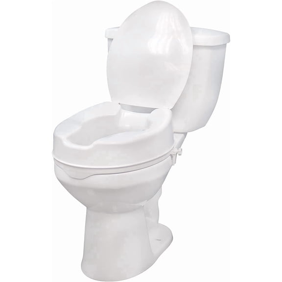 Vislone 6 Inches Extender Booster Elevated Raised Toilet Seat With Lid for Handicap & Elderly Bathroom Safety,Fits Most Elongated and Standard Toilets - White