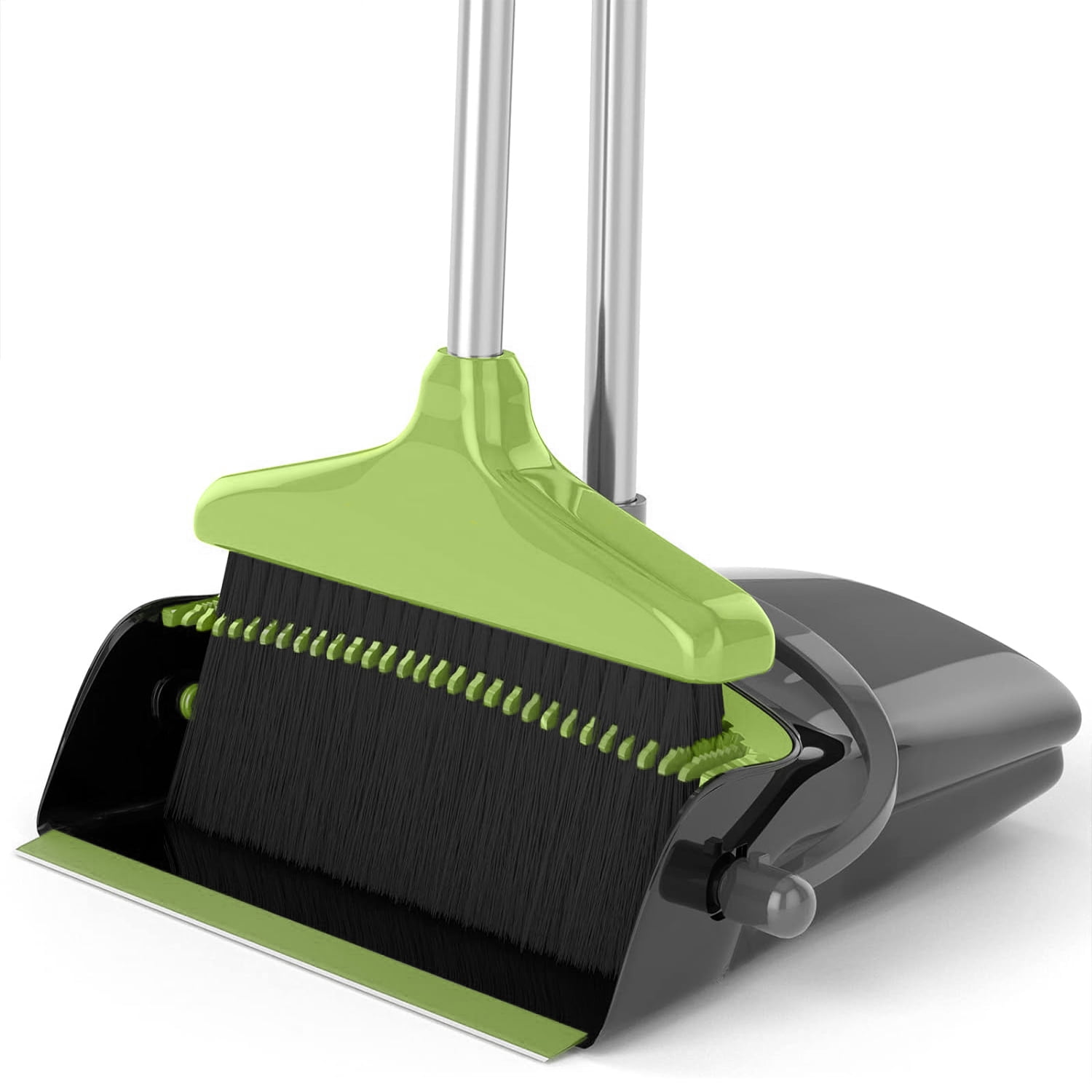 Vislone Broom and Dustpan Set, Long Handle Adjustable Length Stainless