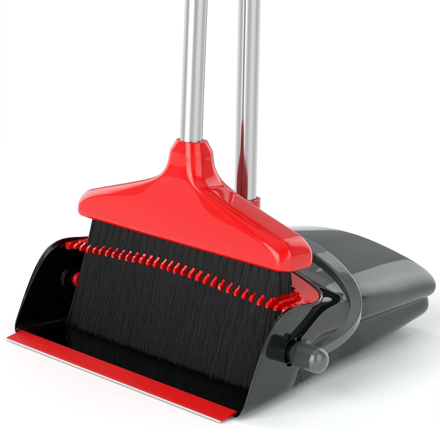 Vislone Broom and Dustpan Set with Adjustable Long Handle, Dust Pan