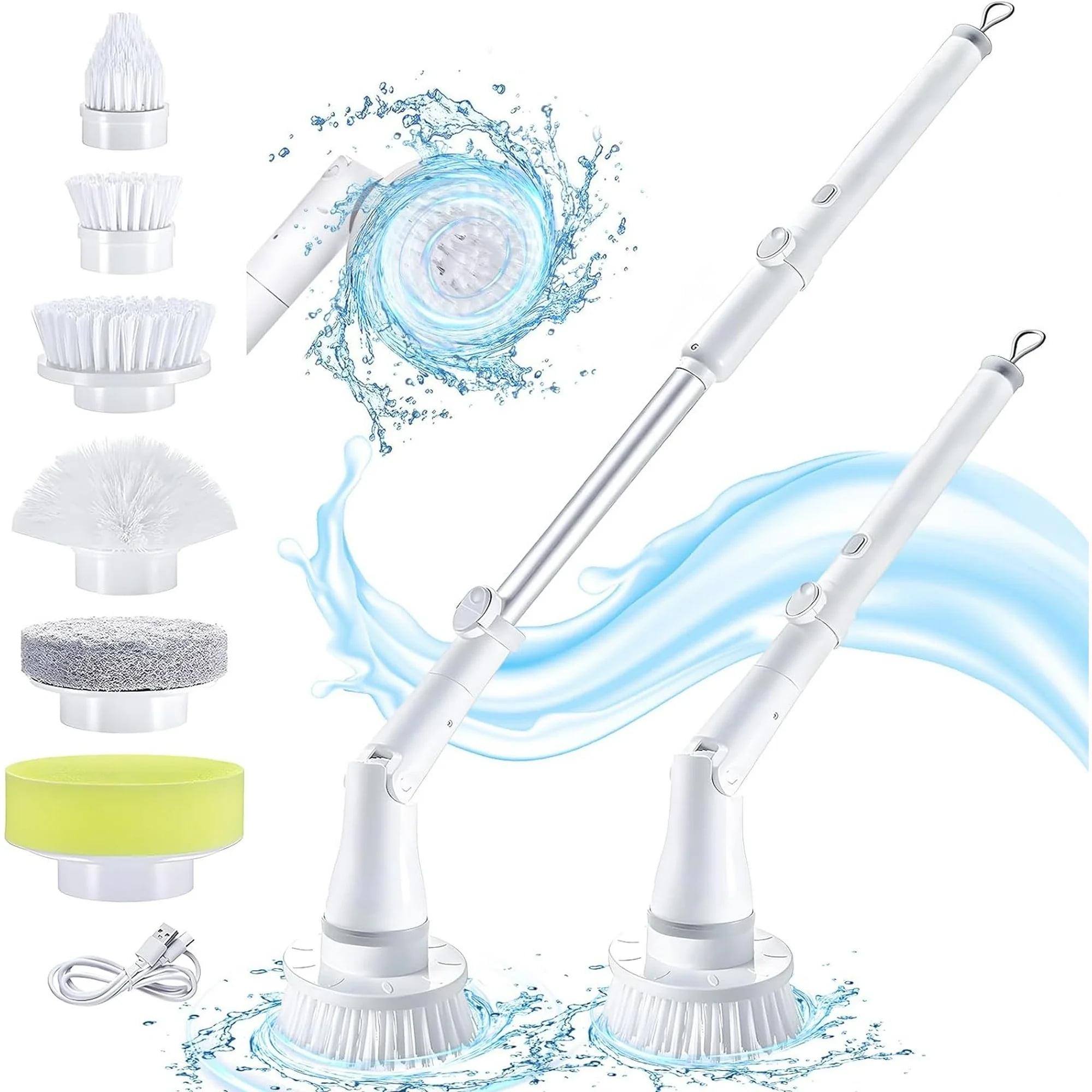 HattyRoom Adjustable Rechargeable Cordless Shower Scrubber with 5 Cleaning  Brush Heads, Spin Power Scrubber with Long Handle Extension Arm –  Everyoneship – A Boutique Shopping Experience