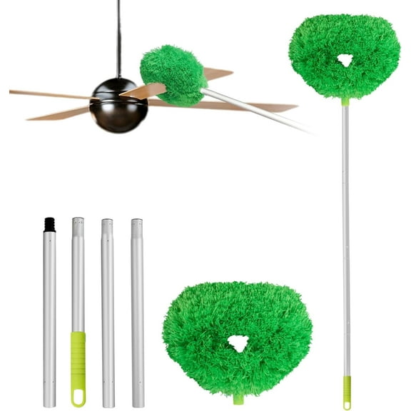 Vislone Home Reusble Microfiber Ceiling Fan Duster with 13" to 49.7" Extendable Handle Pole, Green