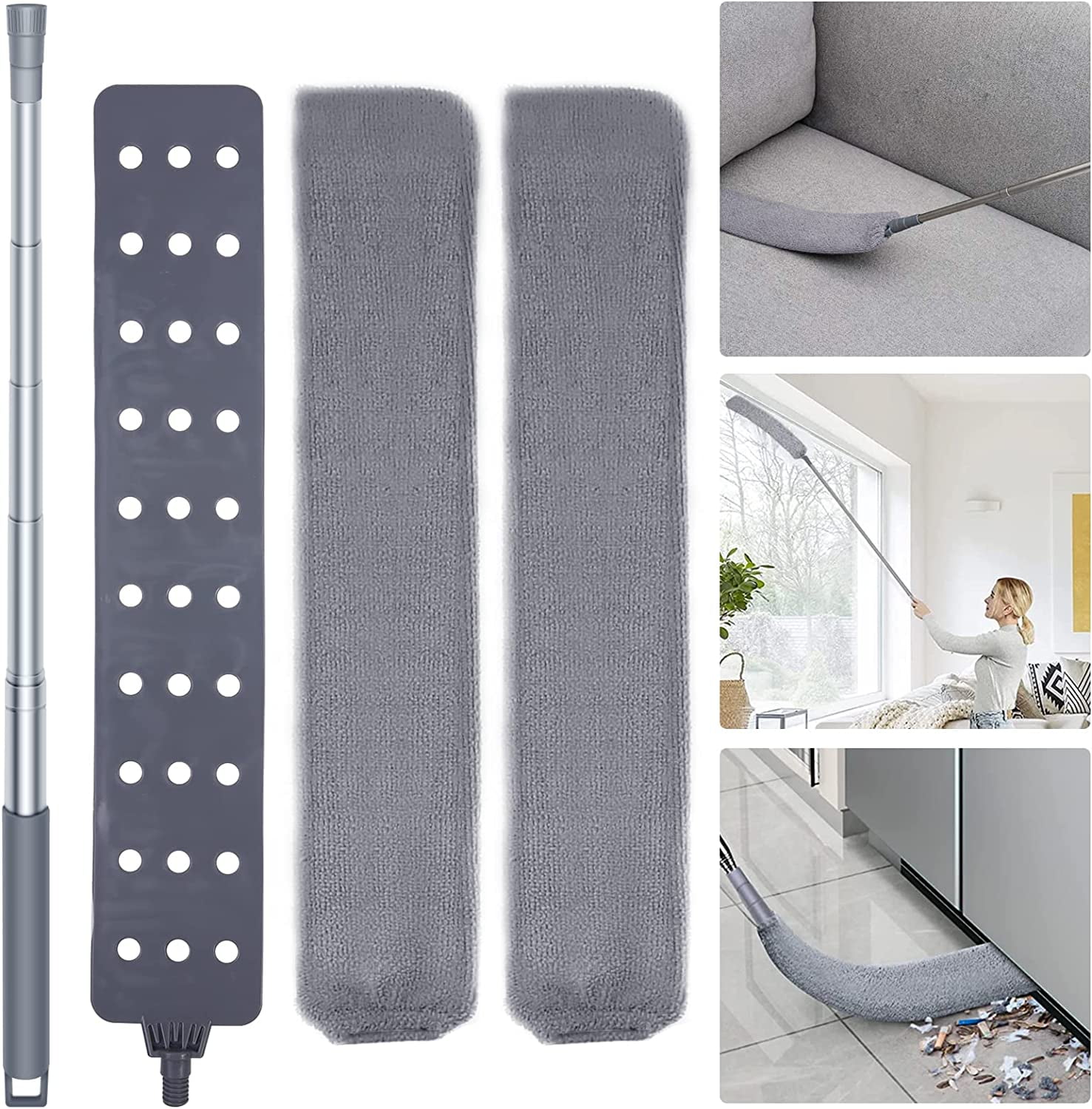 Vislone Microfiber Duster with Extension Pole, Bendable & Washable
