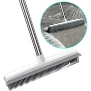 Vislone Pet Hair Removal Rubber Broom, 47 Long Handle Floor Brush for Carpet, Gray