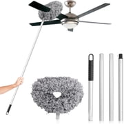 JFengqi Reusble Microfiber Ceiling Fan Duster with 13" to 49.7" Extendable Handle Pole, Gray