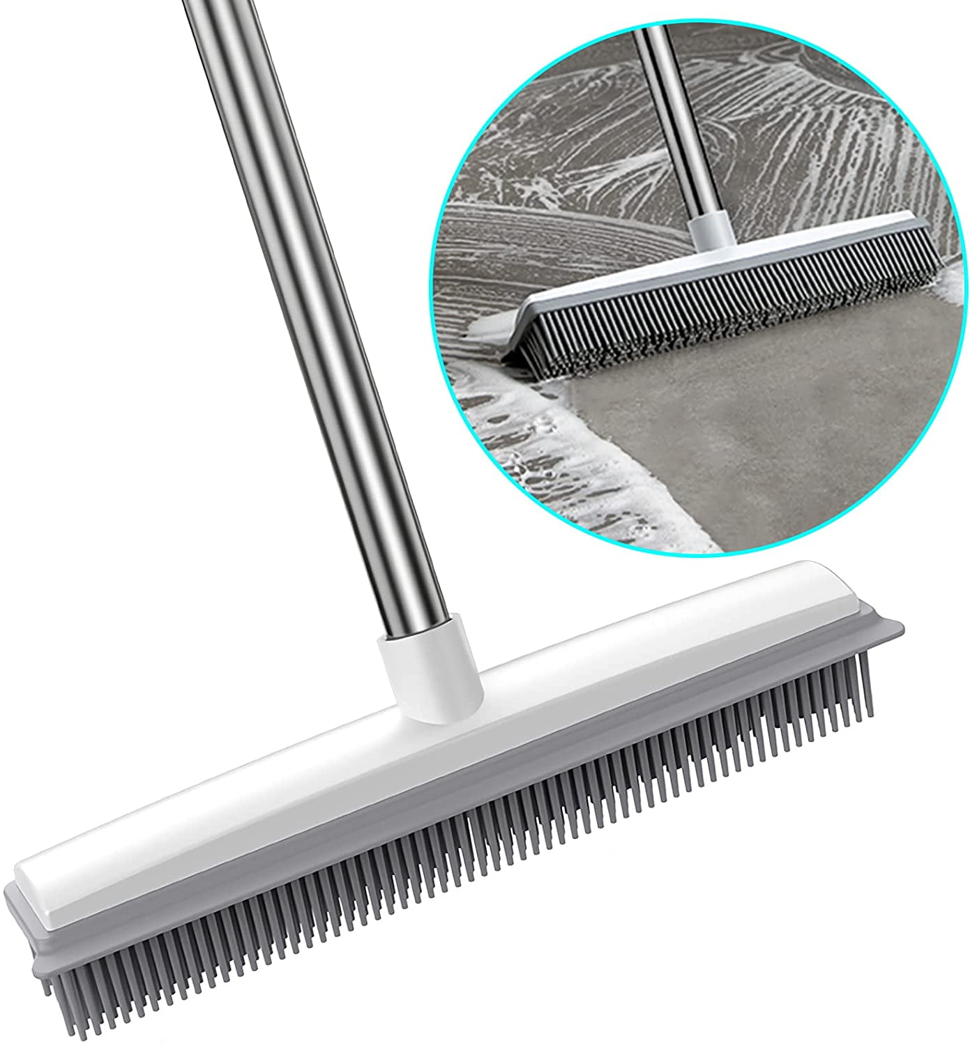 Vislone Rubber Broom Carpet Rake for Pet Hair Removal, Fur Remover