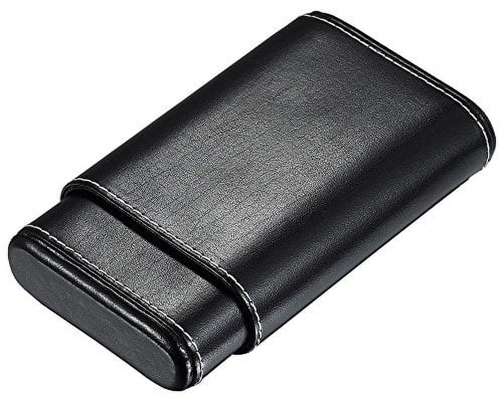 visol cigarette case Visol Arnoldo Black Leather Travel Cigar Carrying Case, Crushproof with  Cedar Lining