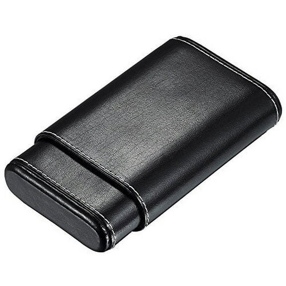 Visol Arnoldo Leather Crushproof Cigar Case with Interior Cedar Lining, Black